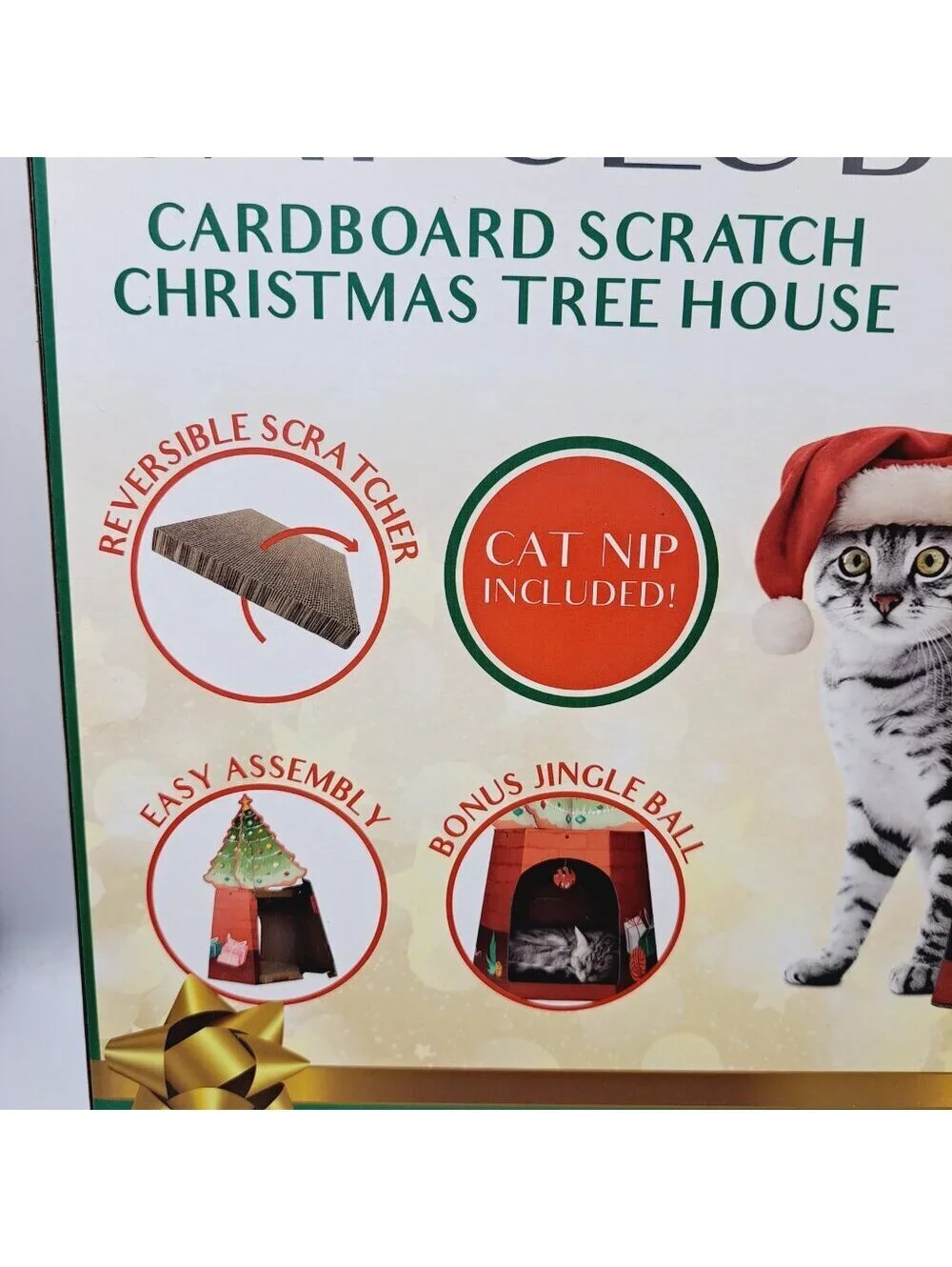 American Cat Club Carboard Scratch Holiday Christmas Tree House Size 12x14x17 in